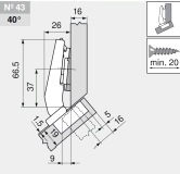 комплект угловой петли петля угловая №43 +40° с встроенным доводчиком