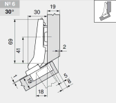 комплект угловой петли петля угловая №06  +30°  с встроенным доводчиком