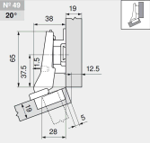 комплект угловой петли петля угловая №49 +20° с встроенным доводчиком