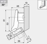 комплект угловой петли петля угловая №21 +30° с встроенным доводчиком