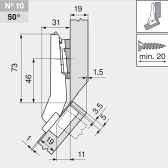 комплект угловой петли петля угловая №10  +50°  с встроенным доводчиком