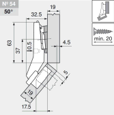комплект угловой петли петля угловая №54 +50° с встроенным доводчиком
