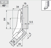 комплект угловой петли петля угловая №53  +45°  с встроенным доводчиком