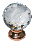 22012.00.34s metakor. ручка-кнопка, стекло (гранка), полированная красная медь, d 30 мм (распродажа)