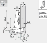 комплект угловой петли петля угловая №02  +10°  с встроенным доводчиком