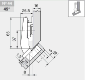 комплект угловой петли петля угловая №44 +45° с встроенным доводчиком