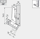комплект угловой петли петля угловая №30 -30° с встроенным доводчиком
