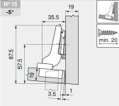 комплект угловой петли петля угловая №15  -5°  с встроенным доводчиком