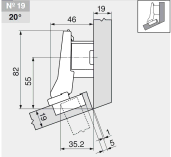 комплект угловой петли петля угловая №19  +20°  с встроенным доводчиком