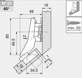 фото петля угловая №23 +40°