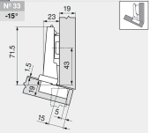 комплект угловой петли петля угловая №33 -15° с встроенным доводчиком