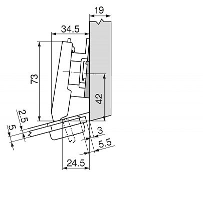 фото петля clip top для стекл.дверей,угловая +20°