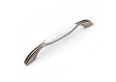 up17-0128-ga011-wht-0 gamet. ручка-скоба bello патинир. никель/белый  фарфор, 128мм