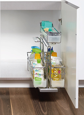 фото контейнер "портеро" для хозпренадлежностей с тремя емкостями, 276x468x510мм, цвет хром (0051530005)