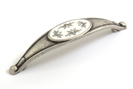 фото 15177z12800.a25 marella ручка-скоба pandora,старое серебро,белая эмаль,128мм (распродажа)