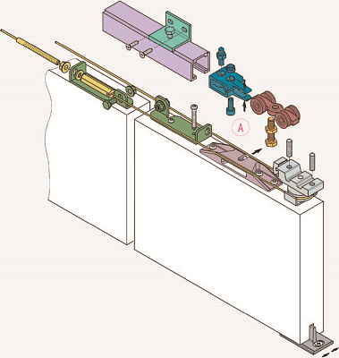 набор для 2-х дверей с синхронным откр-ем 1,2-2,0м, 80/120кг(вместе! 0550 kro.1-1шт, pd03600a016ne-2