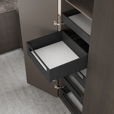 фото внутренний legrabox pure c,высокий, панель с релингом,500 мм,черный матовый