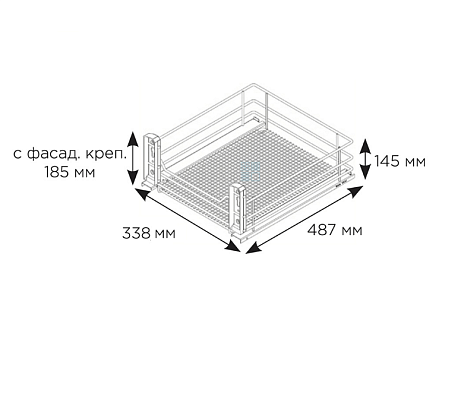 фото vs корзина выдвижная.400 сапфир с фасадн.крепл. с доводчиком