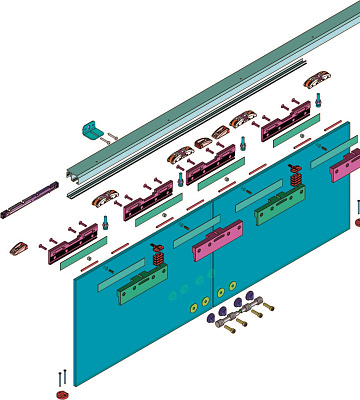набор аксессуаров с доводчиком для стеклянной двери до 80 кг, цвет матовый никель
