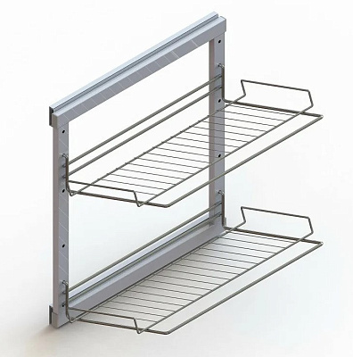 обувница выдвижная на рамке 2-х уровневая, хром (код 633)