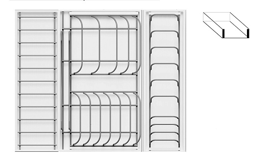 фото сушка выдвижная ф125, дайнинг агент 600 мм;цвет титан,крепл.к фасаду,1 посуда бол+1 посуда мал+1 реш