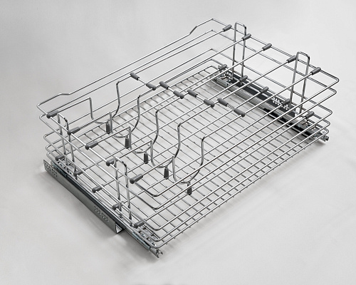 корзина выкатная для хранения сковородок и крышек в нижнюю базу 800 на направляющих blum, хром (6100