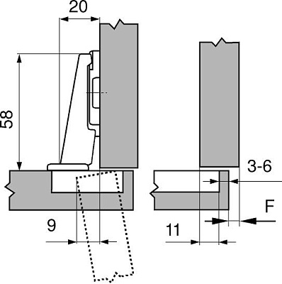 фото петля modul,100°,накладная, под пресс