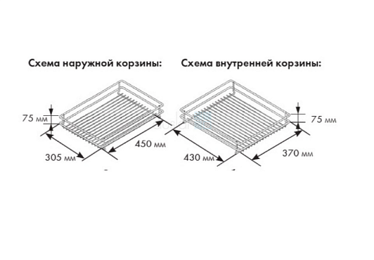фото vs cor fold (wari corner), комплект корзин classic для корпуса 900 мм, хром