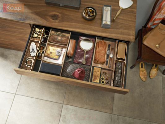 фото ambia-line лотки нд 500мм, ш 100мм, орех теннесси/терра-черный