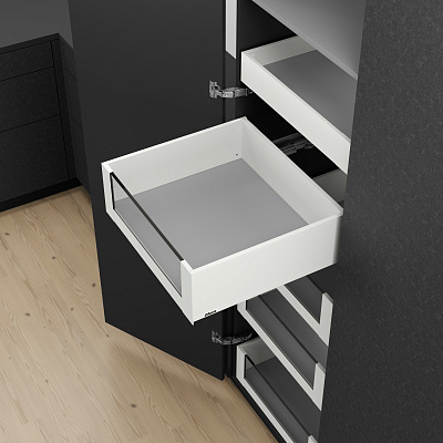 фото внутренний legrabox pure c,высокий, панель с вставкой, 450 мм,белый шелк