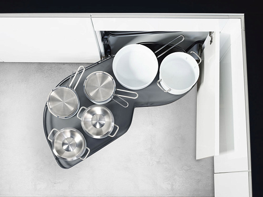 фото 2 полки + рычаги, леманс, 600 мм, левый, арена стиль, цвет антрацит, дно антрацит, антислип, 1 уп.