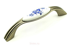 ручка up17-0096-ga011-wht-16 bello патинир. никель/белый  фарфор, 96мм, gamet (распродажа)