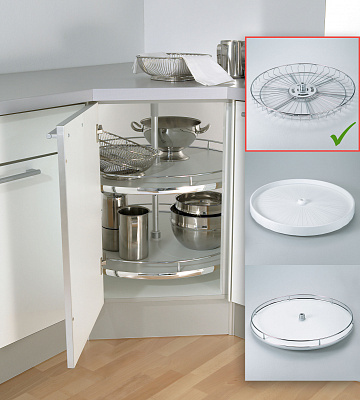 фото vauth-sagel нижняя угловая карусель 4/4 на оси в корпус 900х900 мм, d полок 720 мм, корзины - сетка