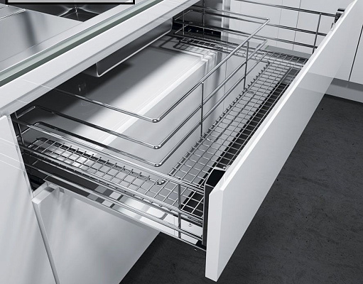 фото vauth-sagel  корзина выдвижная под мойку 900 сапфир с доводчиком с фасадн.крепл.