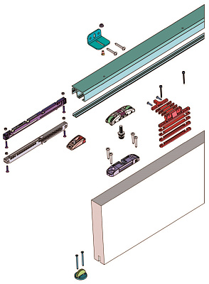 набор аксессуаров с доводчиком для дверей до 80 кг, каретки в цвете матовый никель