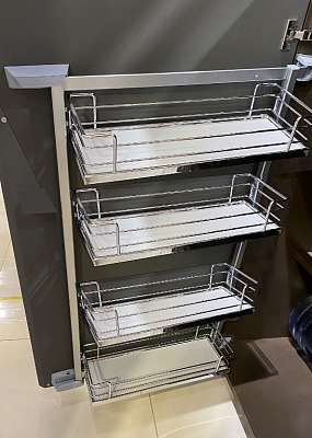 фото тандем сайд 600 мм комплект, рама h1100, арена классик, 4 полки, цвет хром, дно серое, антислип1 уп.