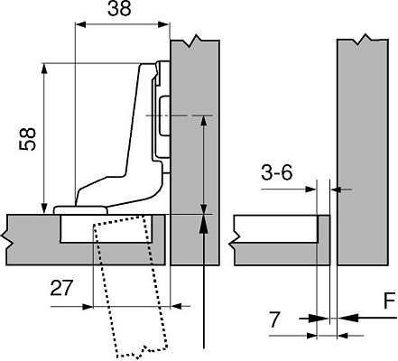 фото петля modul,100°,вкладная