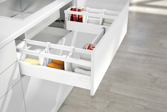 фото ящик под мойку tandembox antaro,m+1 рел.,d,450мм,белый шелк