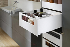 выдвижной ящик внутренний legrabox pure c,высокий, панель с вставкой, 450 мм,белый шелк