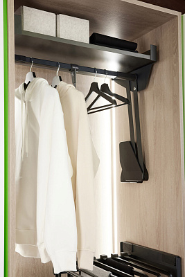 пантограф с полкой в гардеробную, конеро w 985-1168 мм, 1 уп, цвет черный (2382857021)