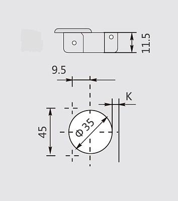 фото петля +90° под фальшпанель dtc pivot star snap-on x=37 с доводчиком 45мм (0020442 )