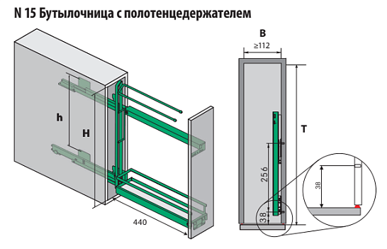 фото бутылочница для полотенец 150 мм 3d, арена классик 1 шт, цвет титан, 1 уп.(2334640102)