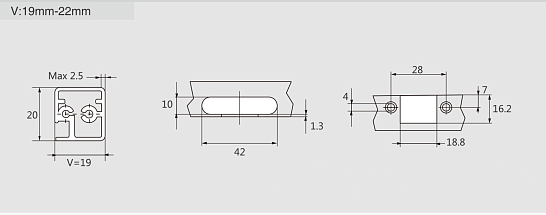 фото петля для узкой al-рамки 110° dtc pivot pro click-on накладная с доводчиком (0015297)