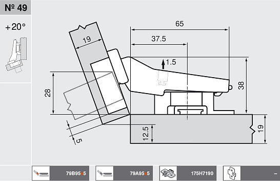 фото петля угловая №49  +20°