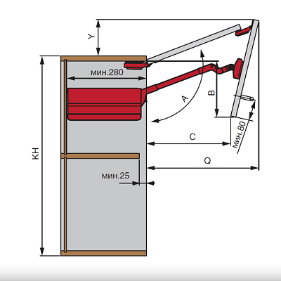 фото top stay st общая высота h=650-729 мм, нагрузка 7-11,6 кг, белый (0016528)