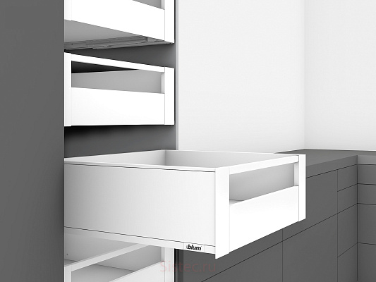 фото legrabox pure c,высокий внутр,панель с релингом,350 мм,белый шелк