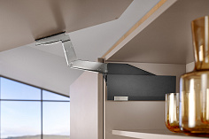 откидной подъемный механизм blum aventos hs top03 [650 -800мм, 3,50 -18,50 кг] заглушки тёмно-серого цвета