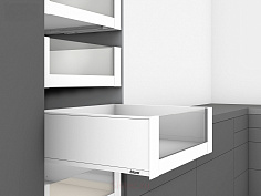 legrabox pure c,высокий внутр,панель с вставкой,350 мм,белый шелк