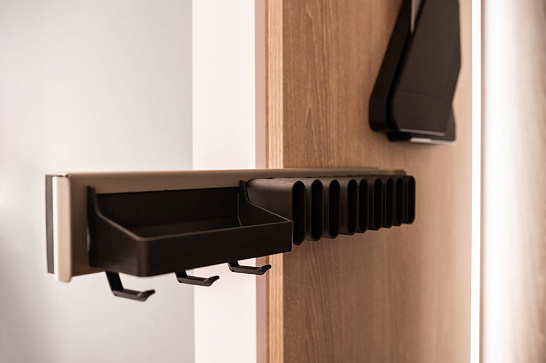 держатель для галстуков и ремней с полочкой выдвижной 450 мм, конеро, d 475 мм, цвет черный (2383817