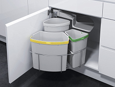 vs распашная система сортировки envi center-3 на фасад от 500 мм, с тремя ведрами и крышкой